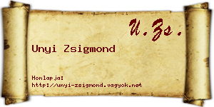 Unyi Zsigmond névjegykártya